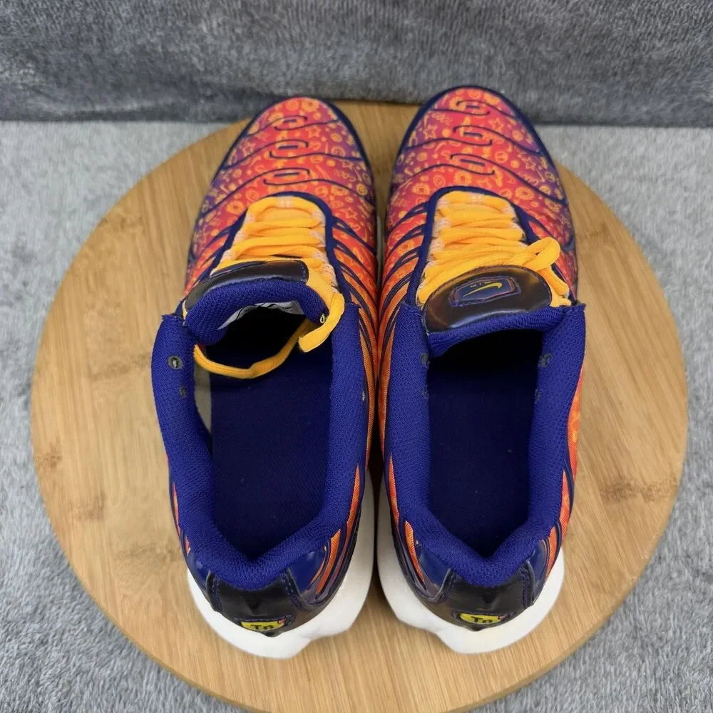 Nike Air Max Plus Shoes Boys Size 7Y Orange Purple Print Sneakers CI9932-500